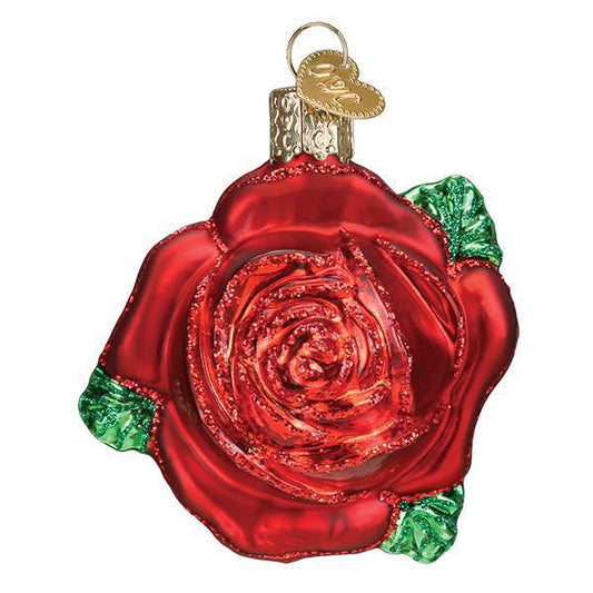 Ornament - Blown Glass - Red Rose