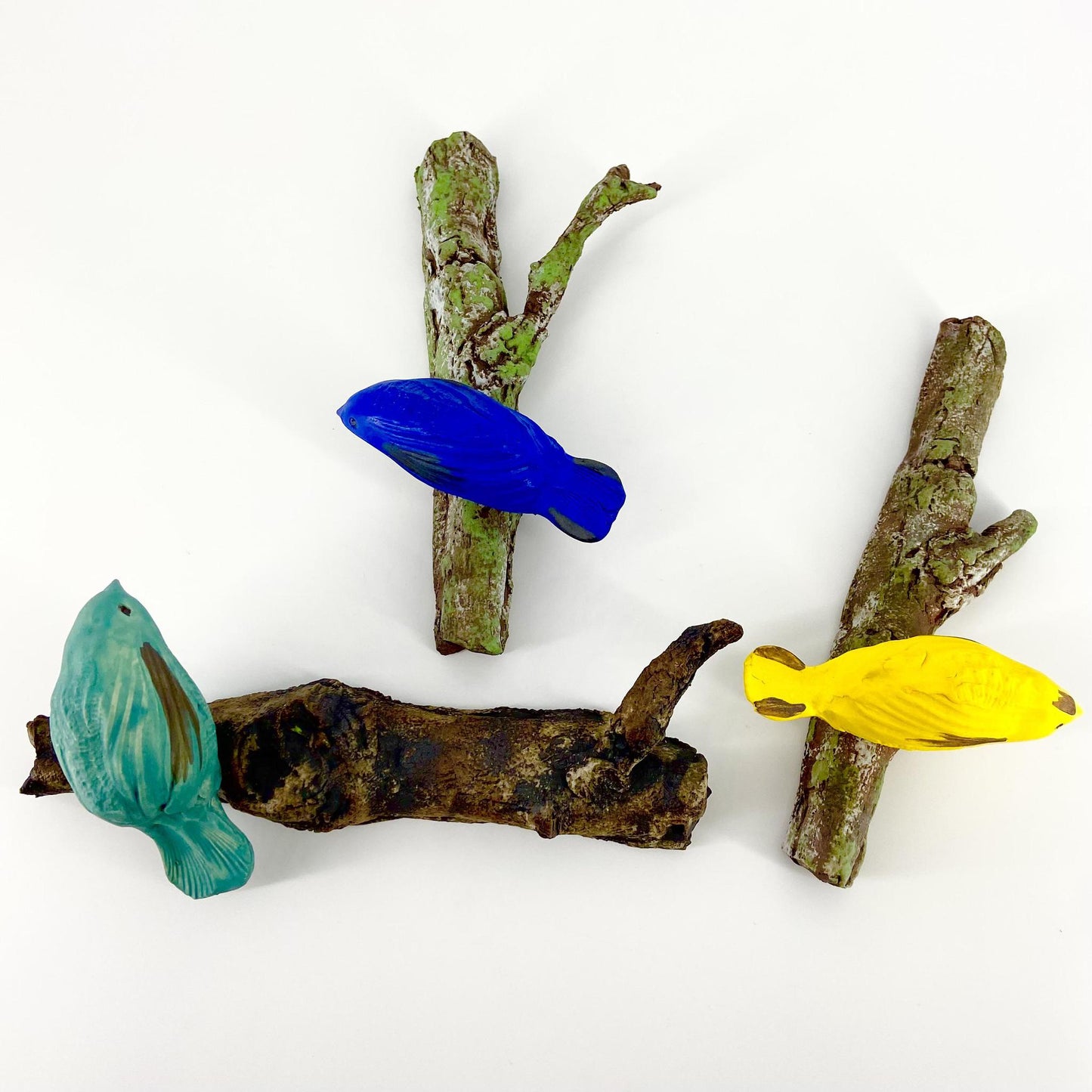 Ceramic Wall Art - Bird on Branch - One Yellow Bird