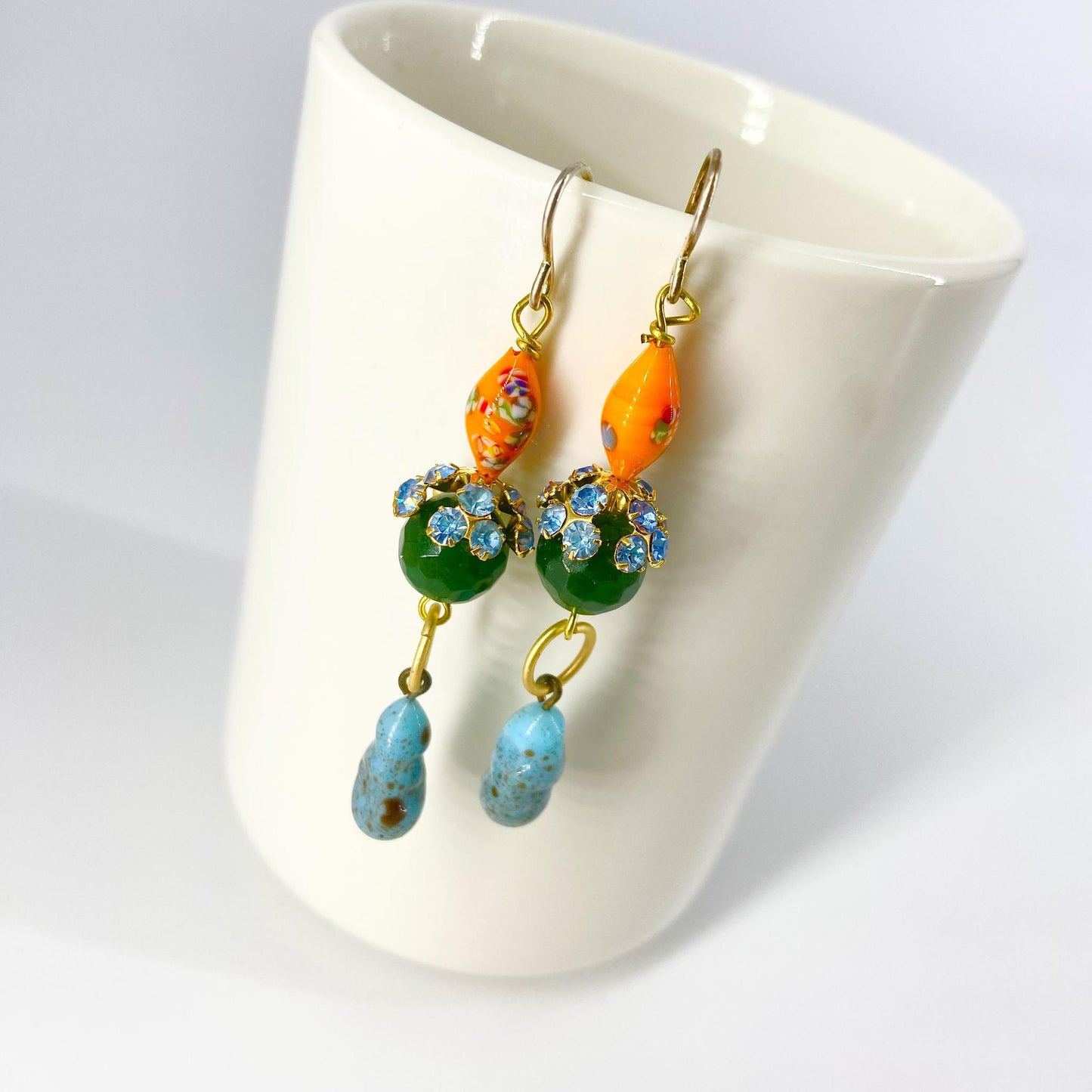 Earrings - Beaded Originals - Orange Millefiori