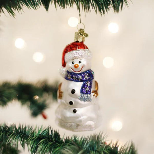 Ornament - Blown Glass - Happy Snowman