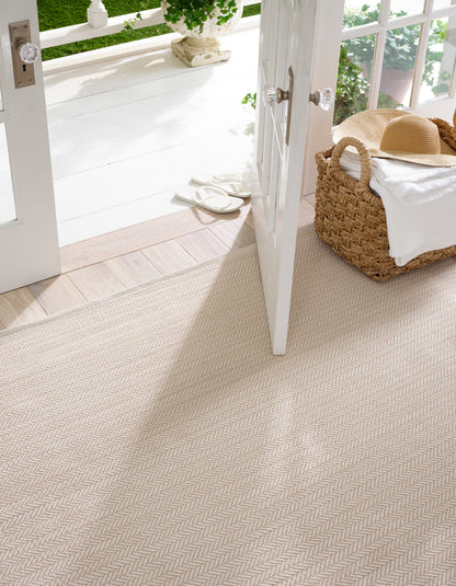 Rug - Indoor/Outdoor - Herringbone Linen/White