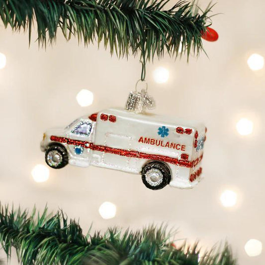 Ornament - Blown Glass - Ambulance