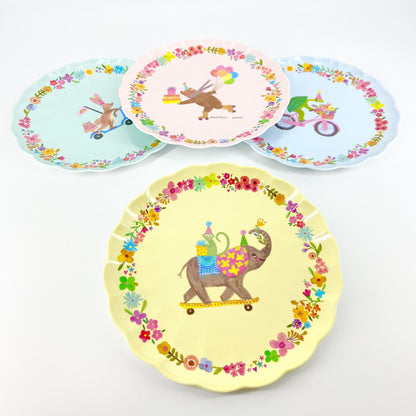 Plate - Scalloped Melamine - 9.5" Faux Ceramic - Elephant