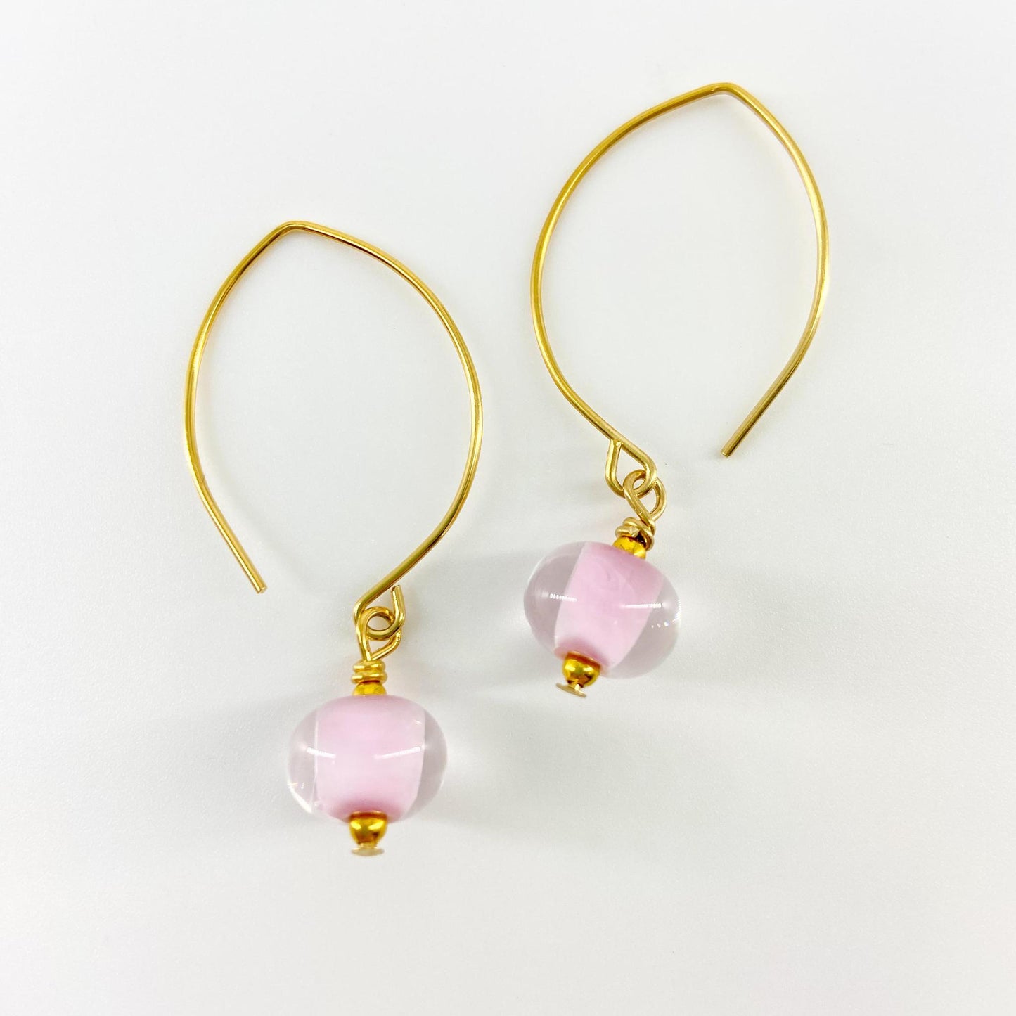 Earrings - Pale Pink - Glass & Goldfill (Video)