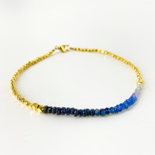 Bracelet - Mini Bead - Sapphire Fade - 18kt Gold Vermeil