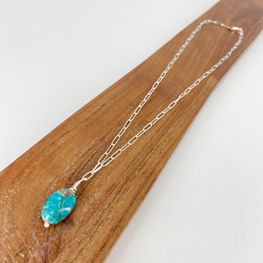 Necklace - Turquoise on Sterling Chain