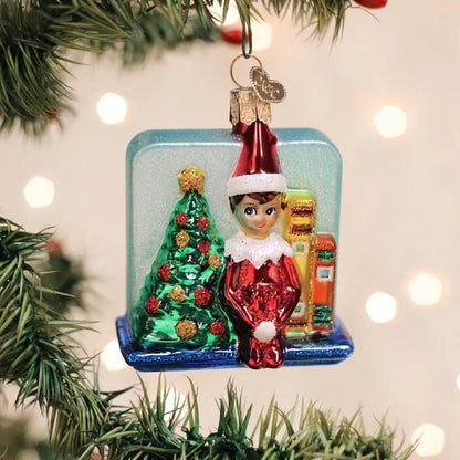 Ornament - Blown Glass - Scout Elf Storytime