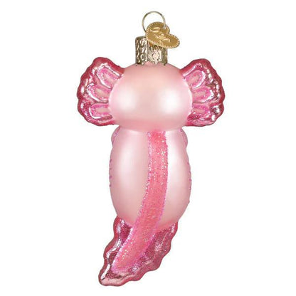 Ornament - Blown Glass - Axolotl with Candy Cane