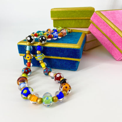 Necklace - Bright Colors & Gold  - Gold Fill and Glass