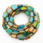 Necklace - 7-Way Furnace Glass Beads - Turquoise with Ochre - 60"