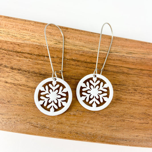 Earrings  - Snowflakes - Enamel on Copper