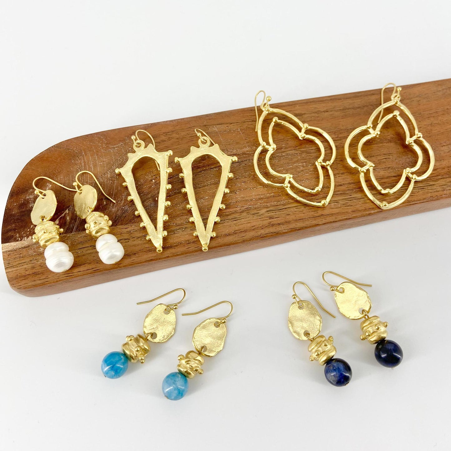 Earrings - Dotted Gold Scallops