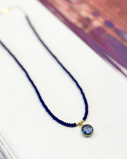 Necklace - Faceted Iolite on Crystals - Gold on Brass