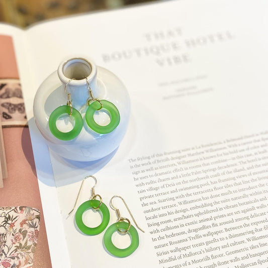 Earrings - Reclaimed Glass - Lime