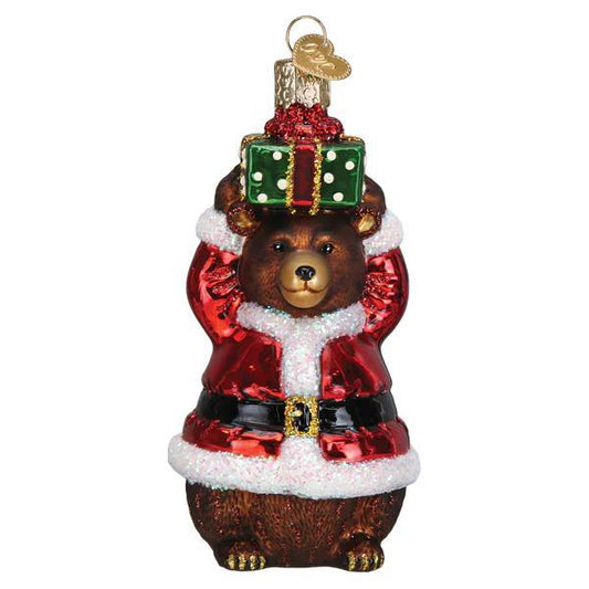 Ornament - Blown Glass - Christmas Bear