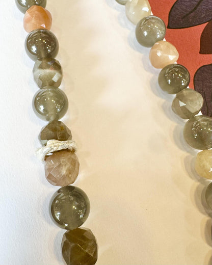 Necklace - Faceted & Round Moonstone with Sterling