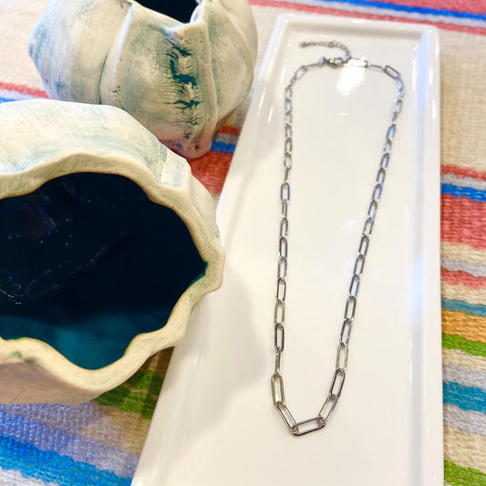 Necklace - Paperclip Chain - Stainless Steel 18"
