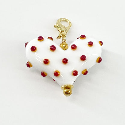Pendant -  Chiefs Bumpy Heart - Glass & Goldfill