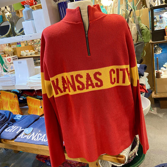 Quarter Zip Sweater - Kansas City (Red + Gold) - Exclusive