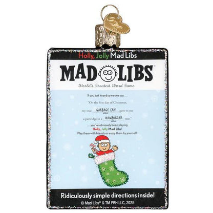 Ornament - Blown Glass - Holly, Jolly Mad Libs