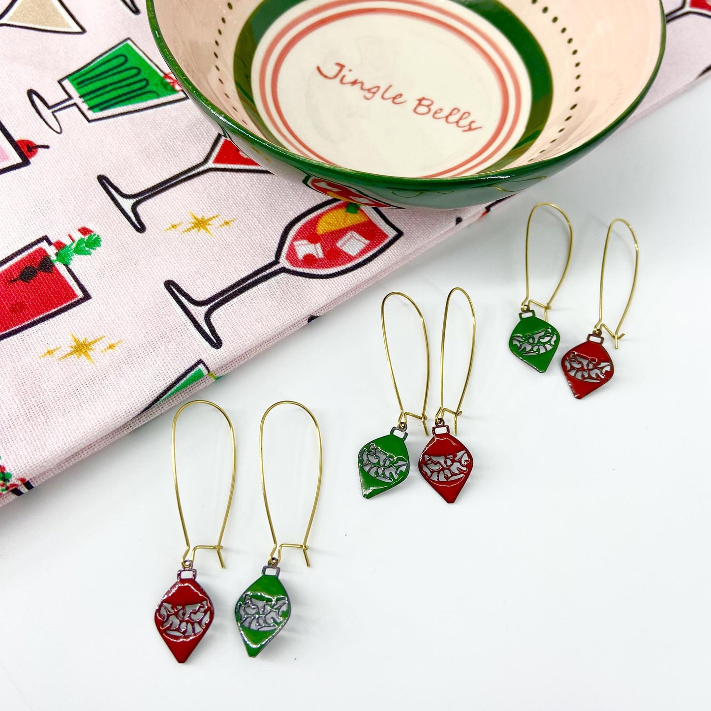 Earrings  - Tiny Ornaments - Enamel on Copper