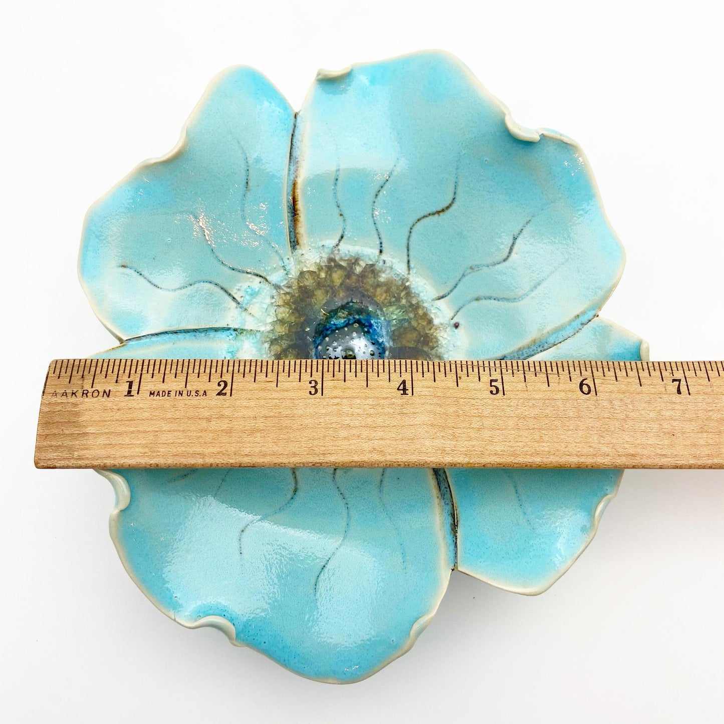 Ceramic Wall Art - Atlantis Aqua Flower - Small