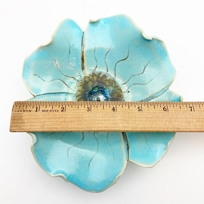 Ceramic Wall Art - Atlantis Aqua Flower - Small