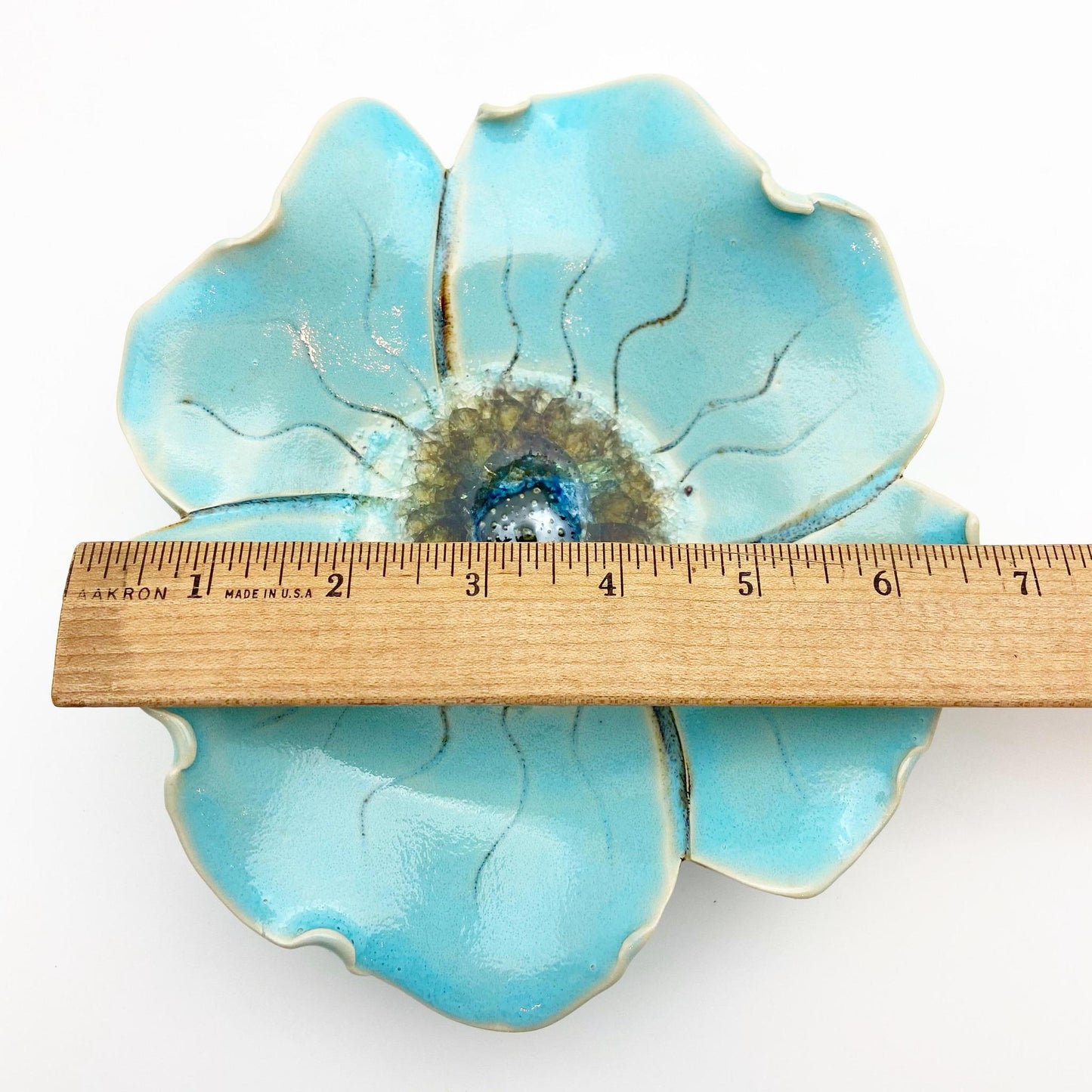 Ceramic Wall Art - Aqua Flower - Small