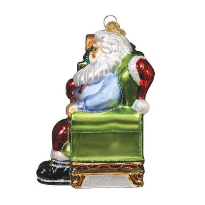 Ornament - Blown Glass - Santa at the Hearth