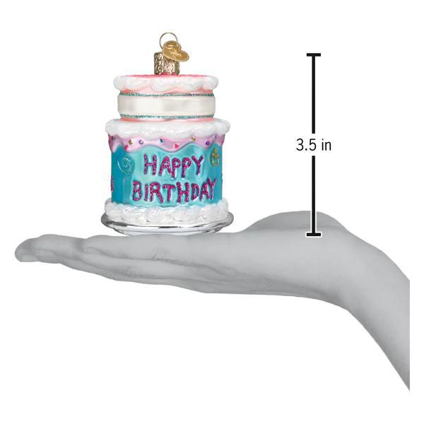 Ornament - Blown Glass - Happy Birthday Cake