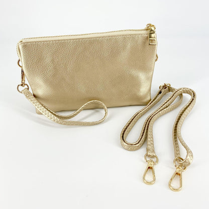 4 in 1 Handbag - Crossbody/Clutch/Wristlet - Light Gold