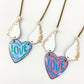 Necklace - Heart with Wings  - Enamel on Copper