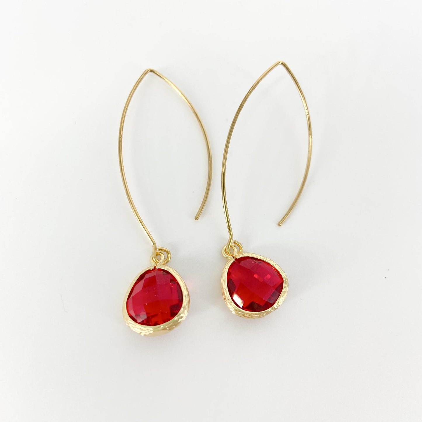 Crystal Earrings - 14kt on Sterling - Red