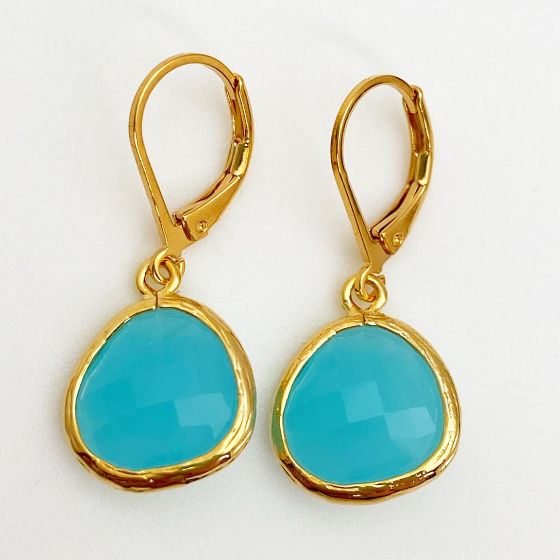 Earrings - "Ocean" Crystal Drops - 14k Gold on Sterling