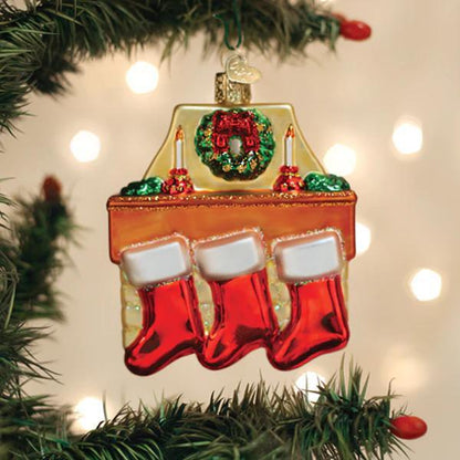 Ornament - Blown Glass - Family of 3 Stockings
