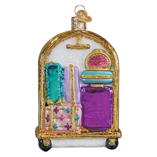 Ornament - Blown Glass - Hotel Luggage Cart