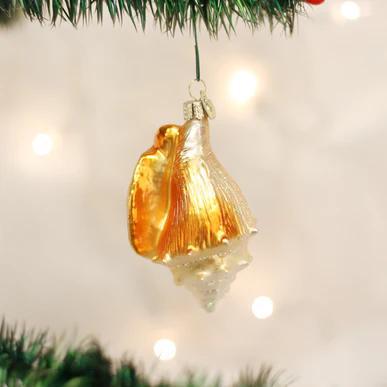 Ornament - Blown Glass - Golden Seashell