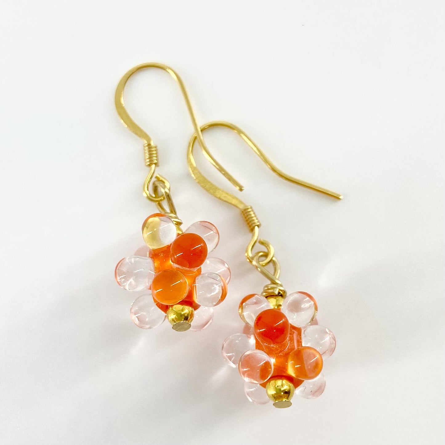 Earrings - Orange & Clear Large - Glass & Goldfill (Video)