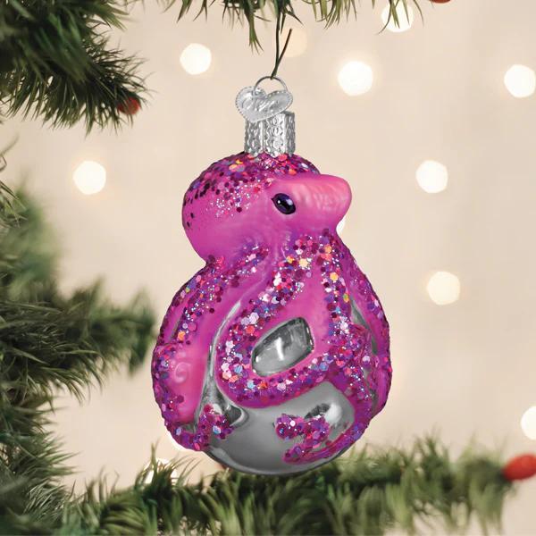 Ornament - Blown Glass - Shimmering Octopus