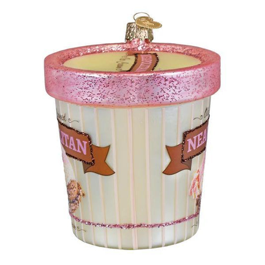 Ornament - Blown Glass - Neapolitan Ice Cream Pint