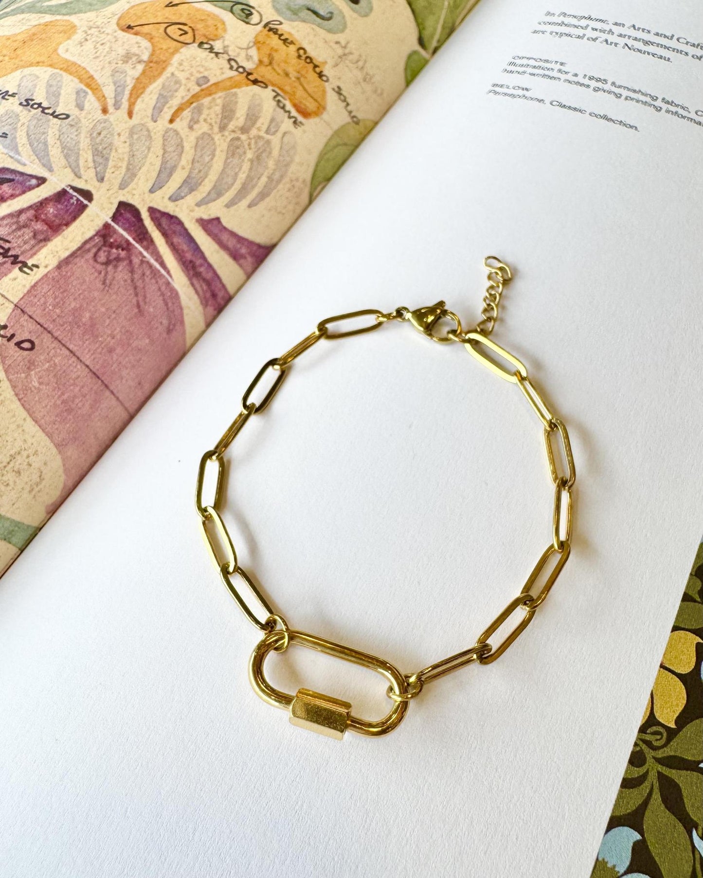 Bracelet - Paperclip Chain With Carabiner - Waterproof Gold