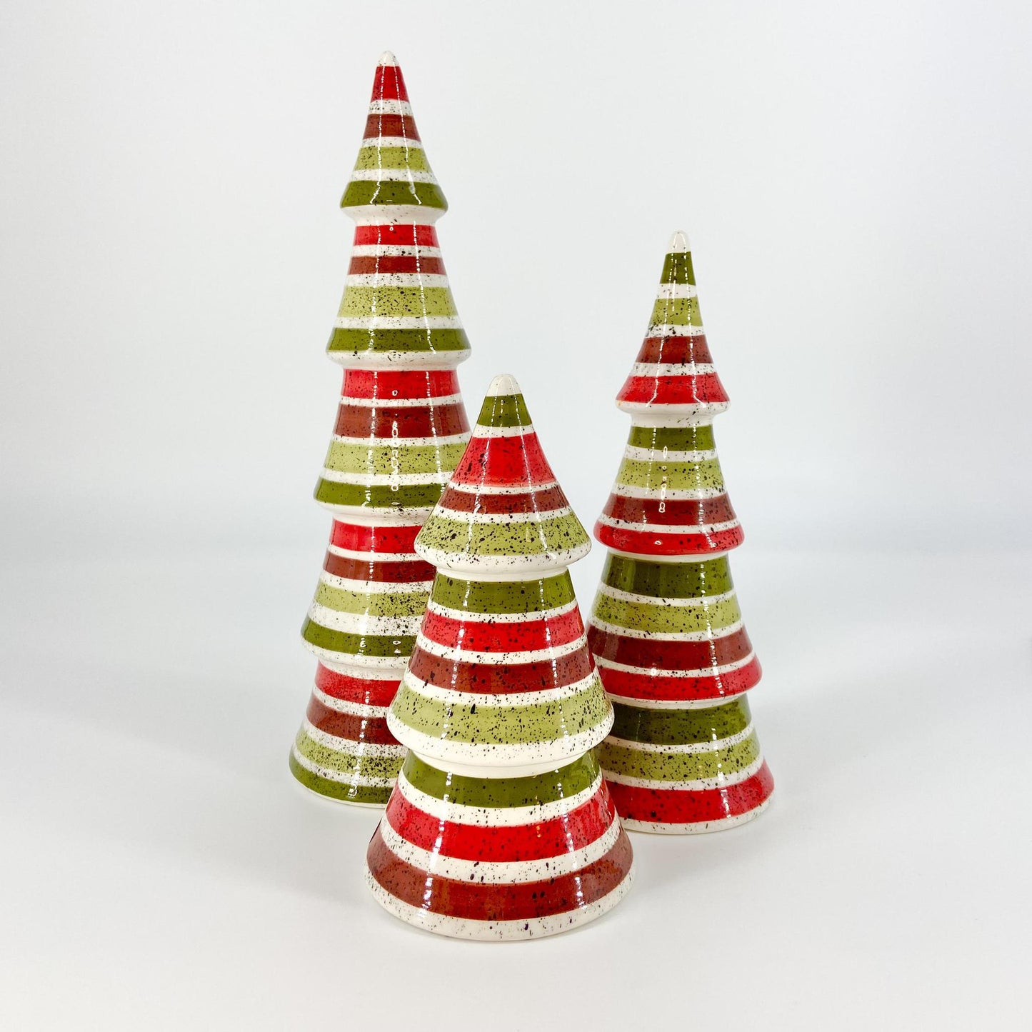 Decoration - Ceramic Tree - 11" - Retro Red & Green