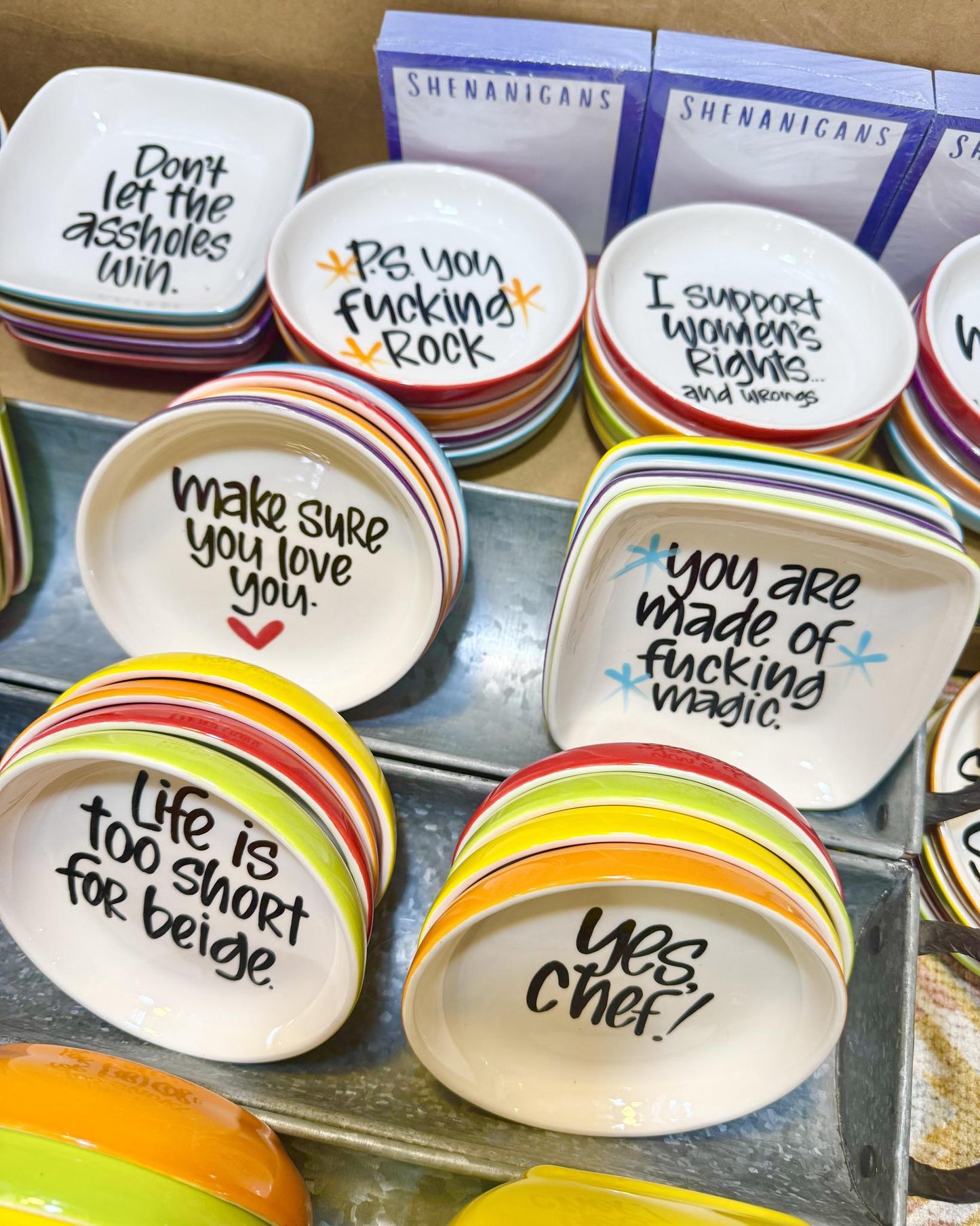 Tray - Playful Quotes on Round Ceramic - Signed