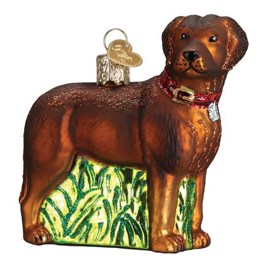 Ornament - Blown Glass - Standing Chocolate Lab