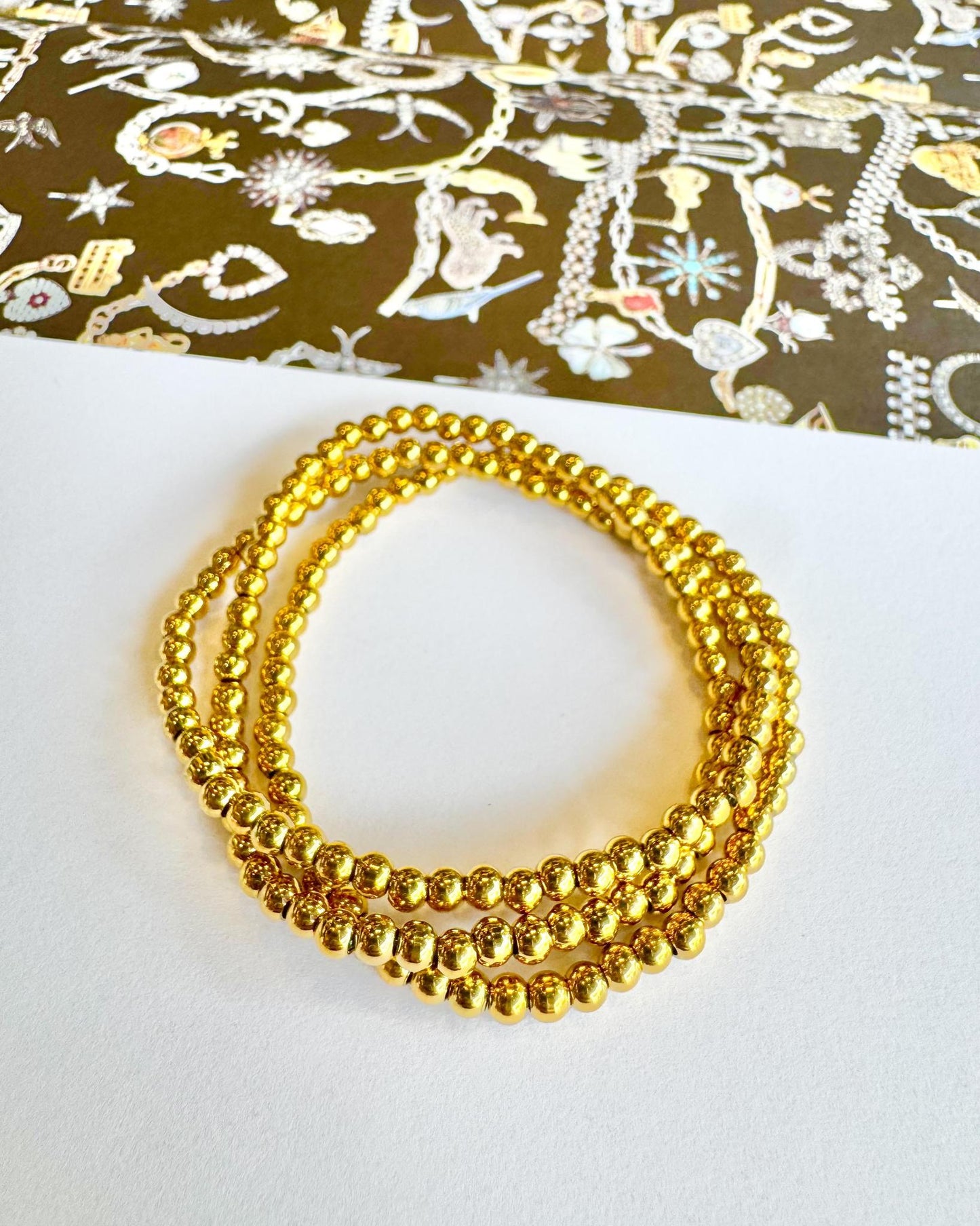 Bracelet - Waterproof Gold Ball - 4mm