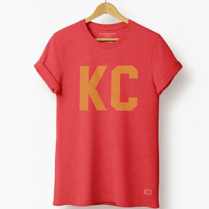 Tee - Gold KC on Red Tee - Give Back Garment