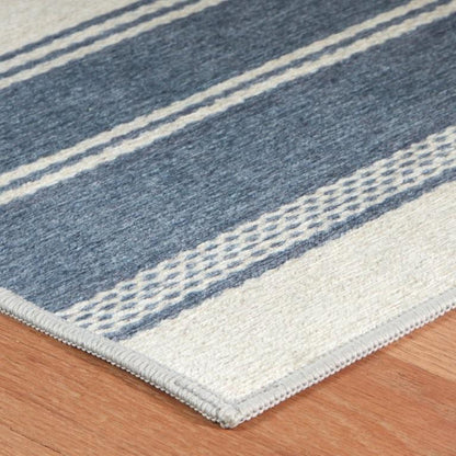 Rug - Machine Washable - Bowman Stripe Blue