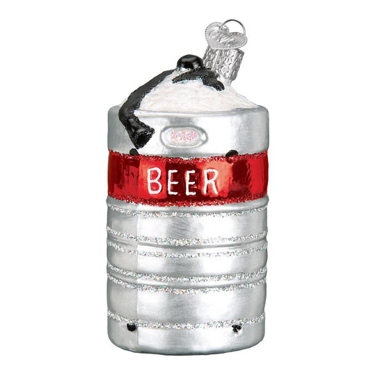 Ornament - Blown Glass - Aluminum Beer Keg