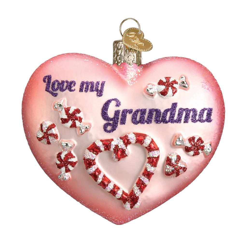 Ornament - Blown Glass - Grandma Heart