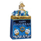 Ornament - Blown Glass - Happy Hanukkah